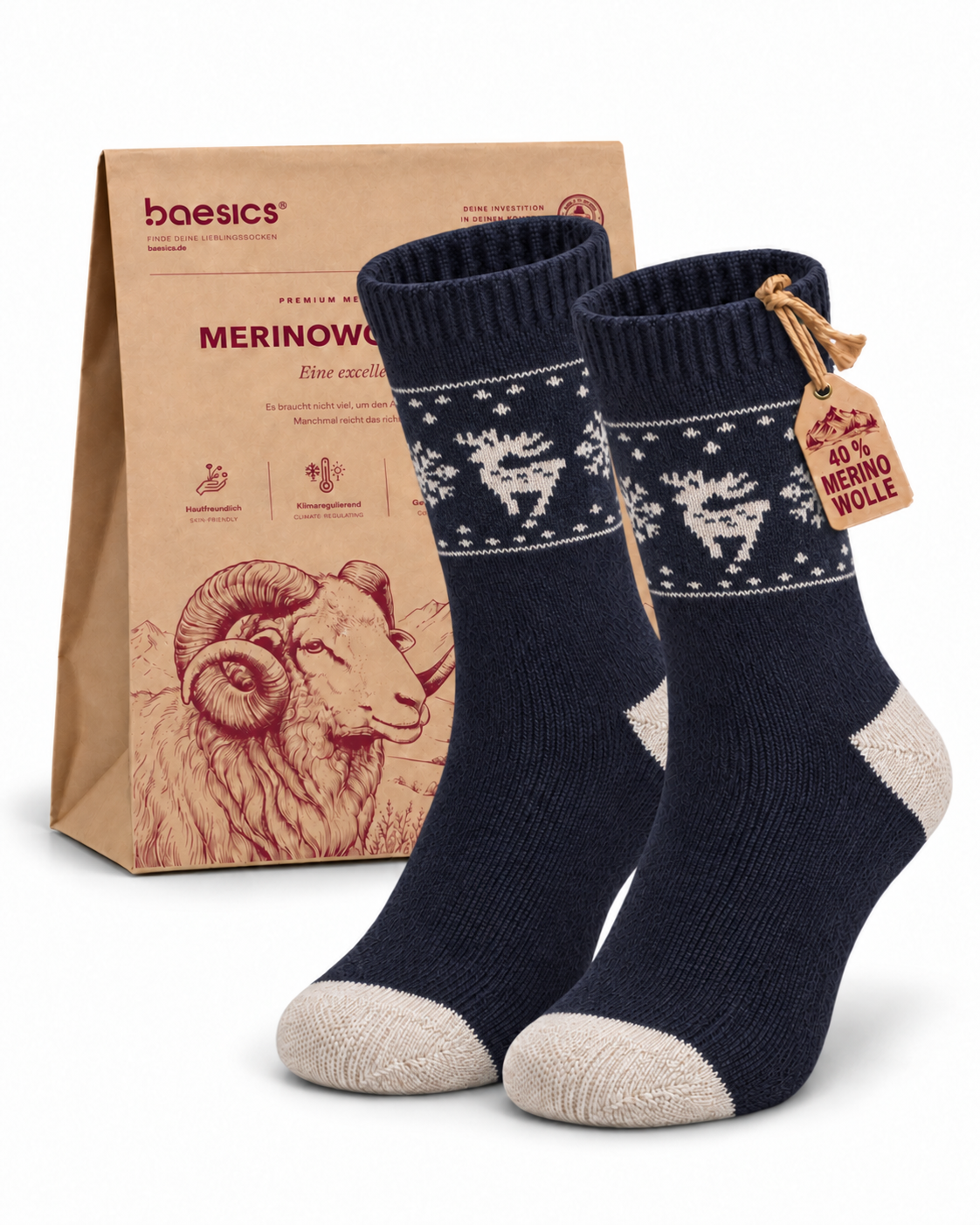 Merino Socken Sternenläufer Navy