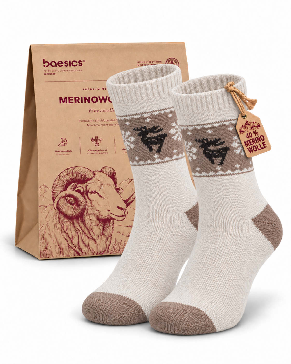 Merino Socken Sternenläufer Weiß