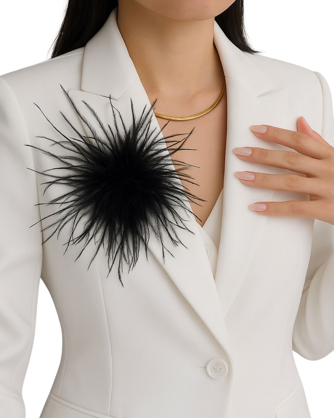 straussfeder brosche schwarz