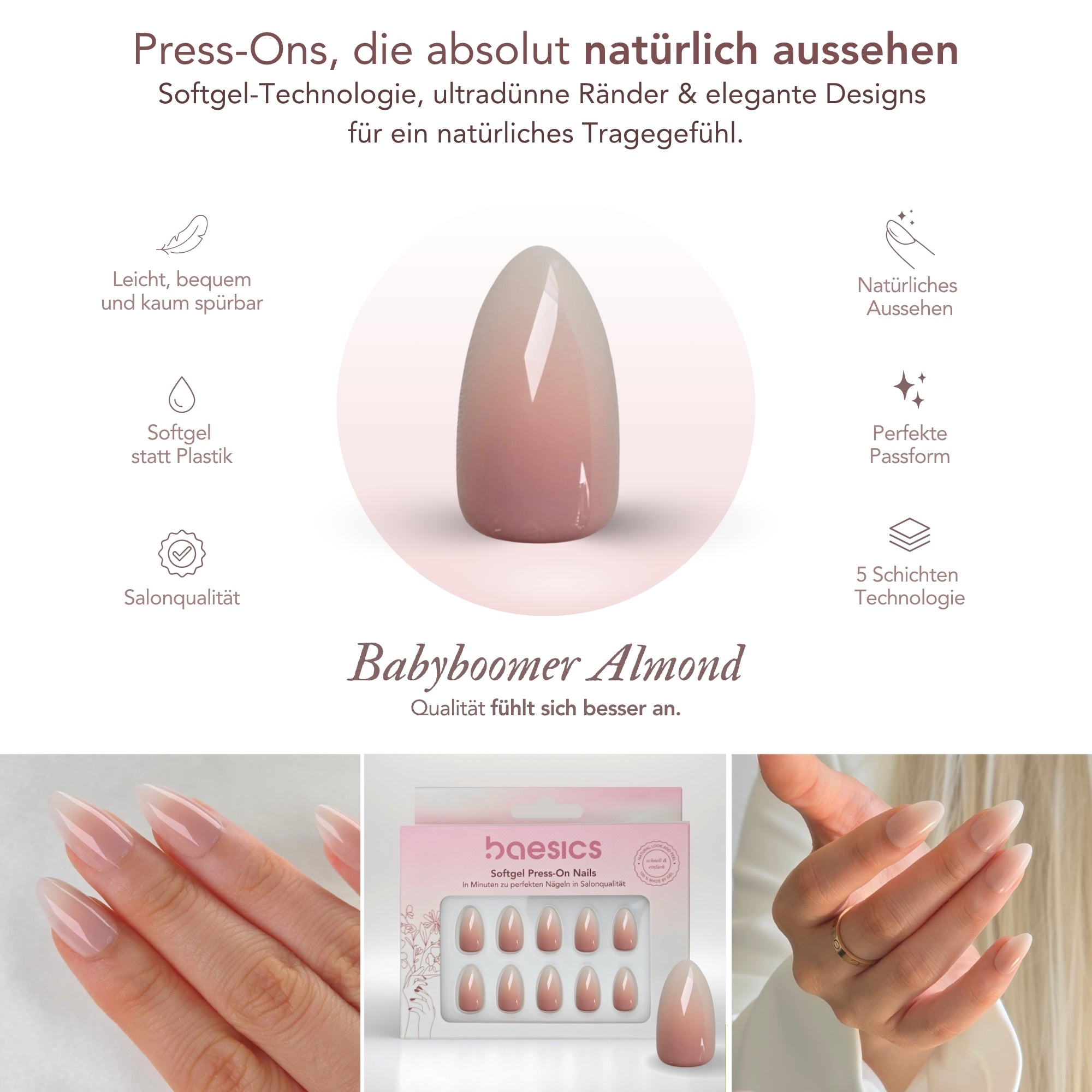 Babyboomer Almond Softgel Press-On Nails