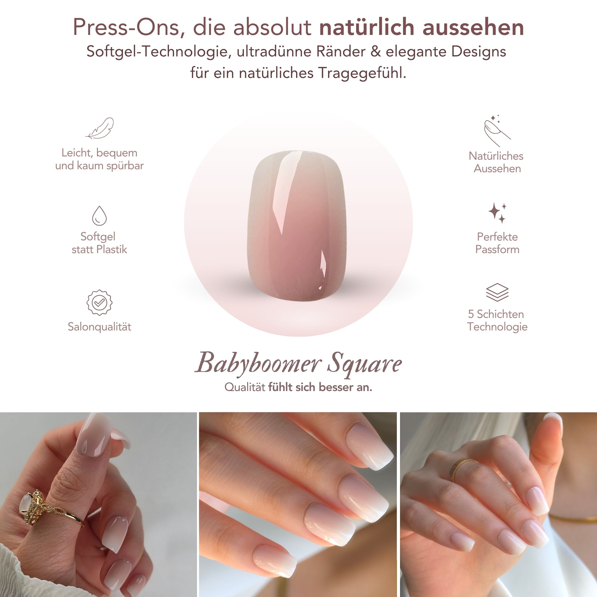 Babyboomer Square Softgel Press-On Nails