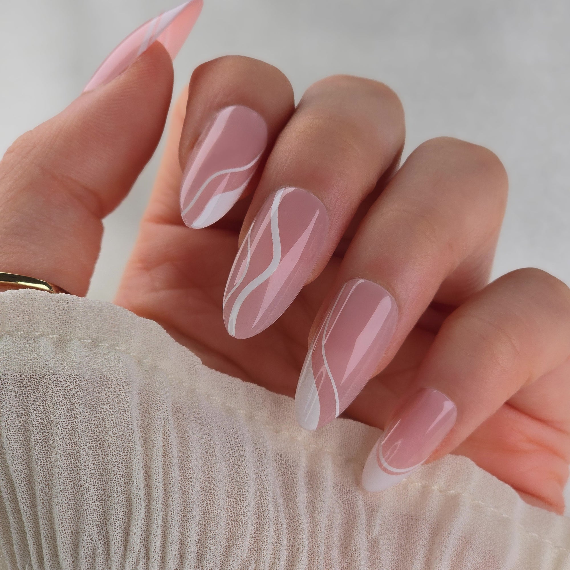 Waves Almond Softgel Press-On Nails