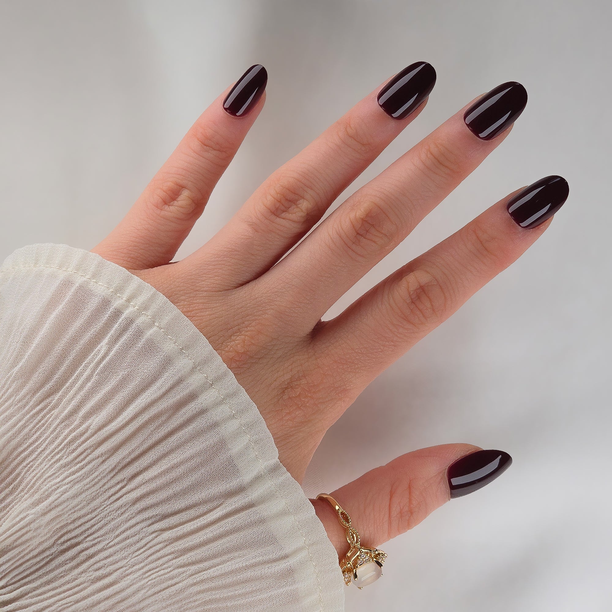 Dunkelrot Oval Softgel Press-On Nails