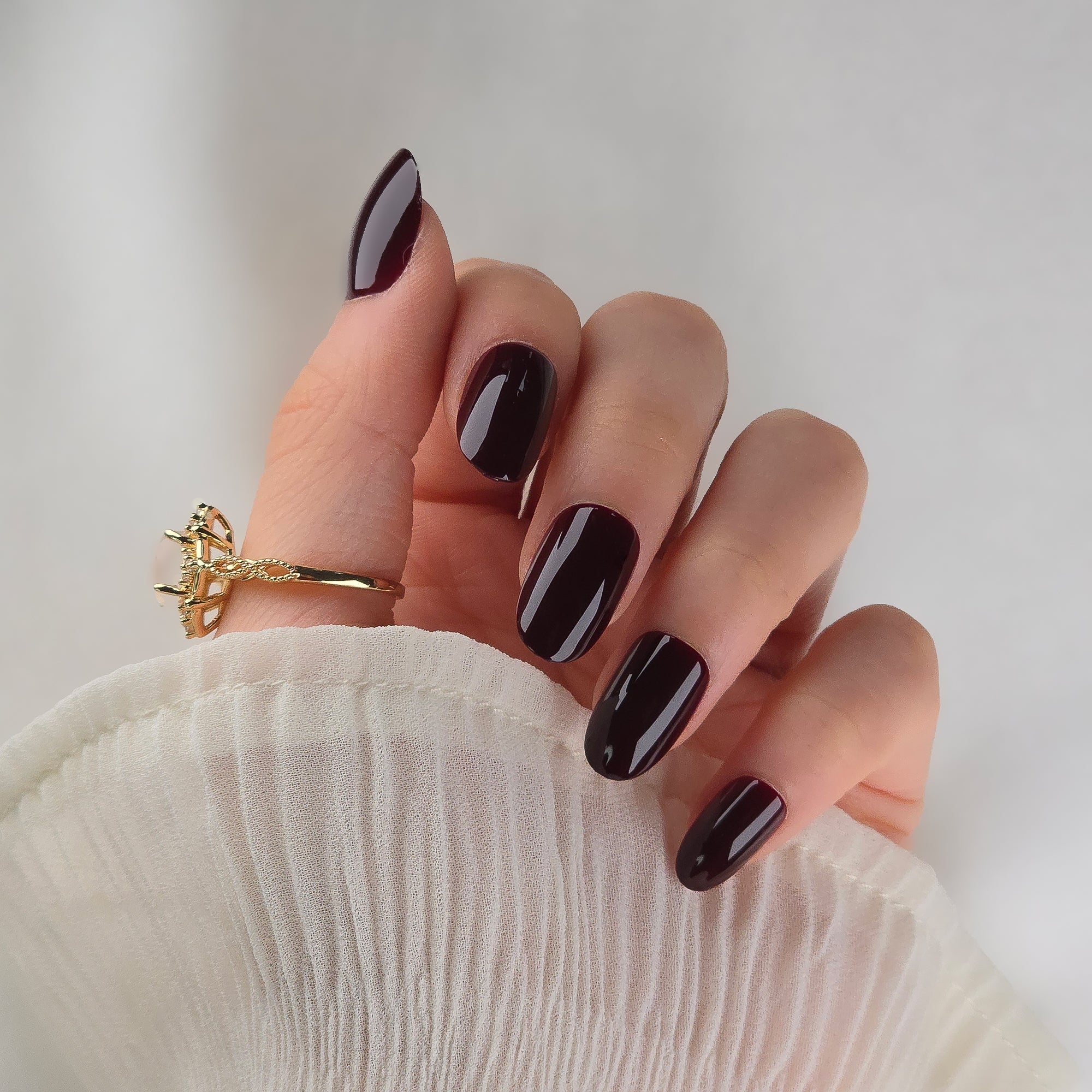 Dunkelrot Oval Softgel Press-On Nails