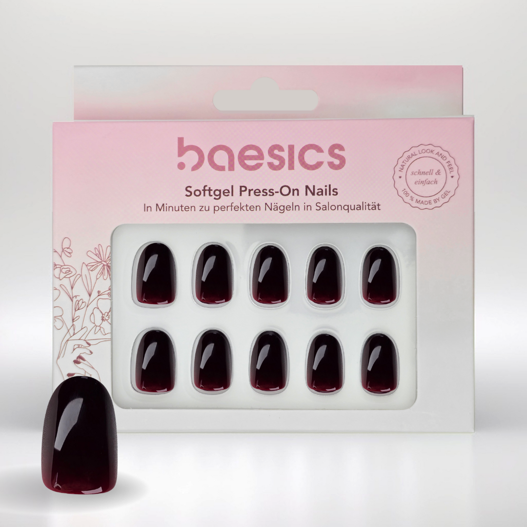 Dunkelrot Oval Softgel Press-On Nails