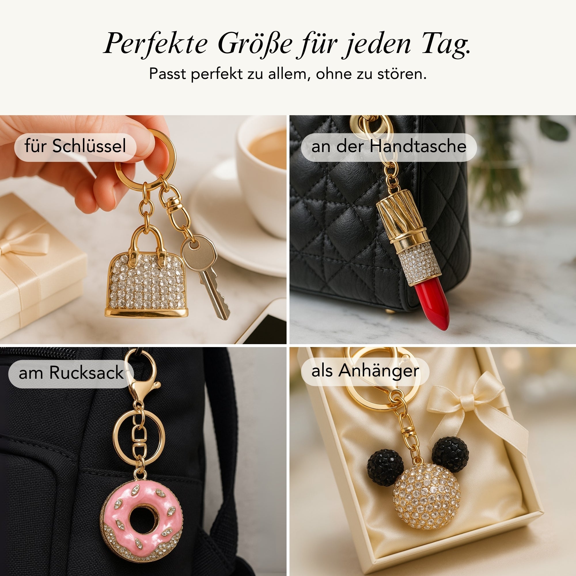 Donut Anhänger &quot;Sweet Sprinkles&quot; | Eleganter Schlüssel- &amp; Taschenanhänger
