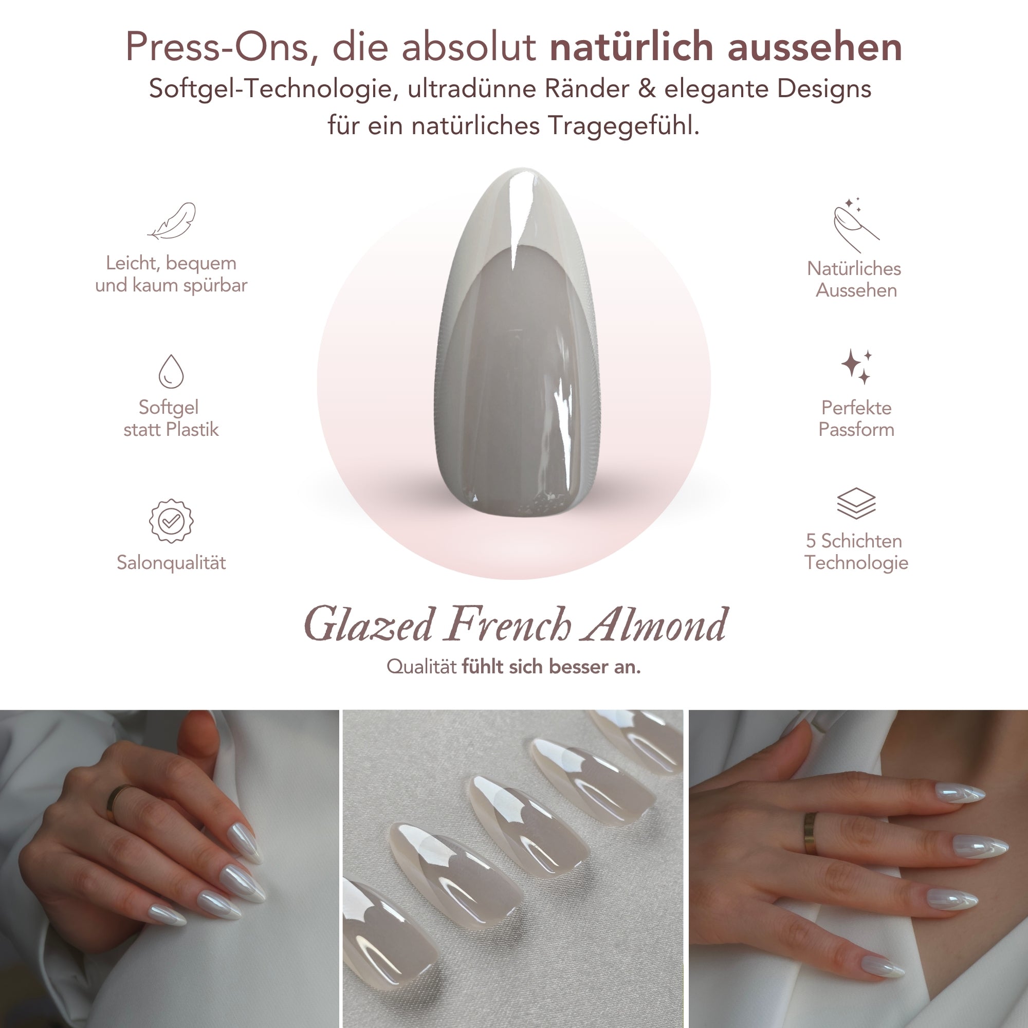 French Glazed Almond Softgel Press-On Nails