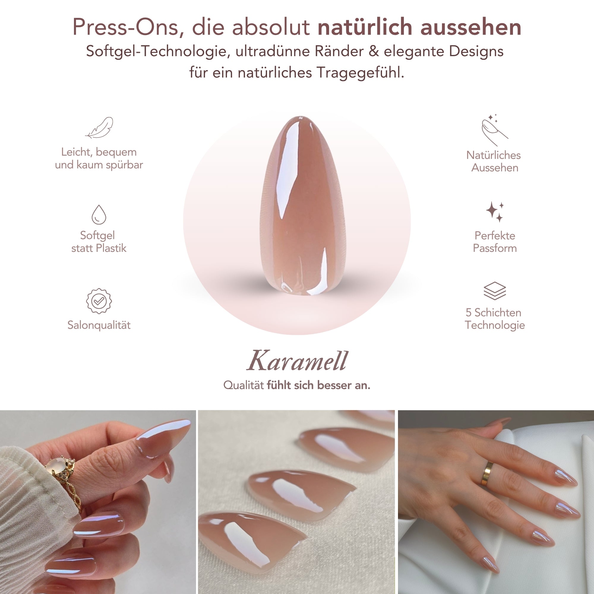 Karamell Glazed Almond Softgel Press-On Nails