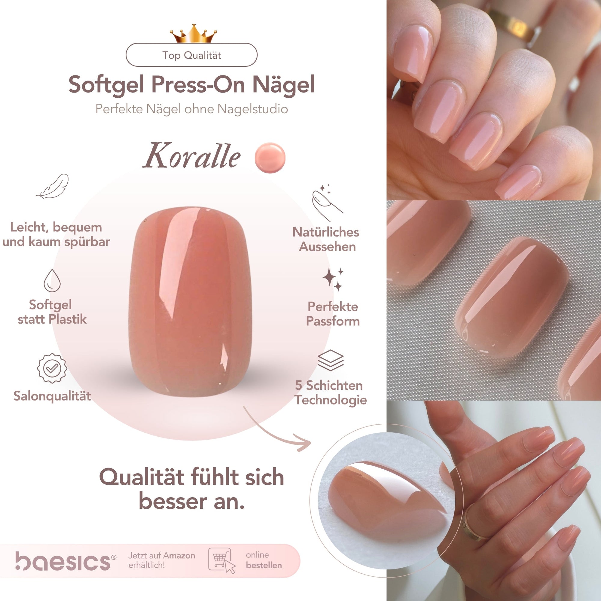 Koralle Square Softgel Press-On Nails