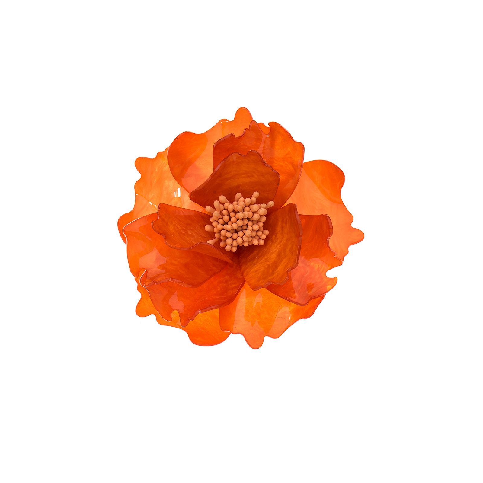 Baesics® Brosche Pfingstrose Orange – 2-in-1 Ansteckblume &amp; Haarclip