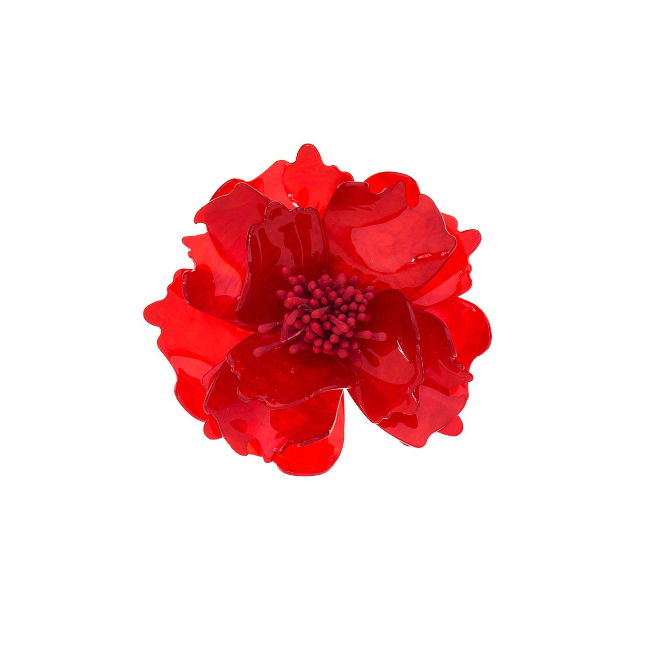 Baesics® Brosche Pfingstrose Rot – 2-in-1 Ansteckblume &amp; Haarclip