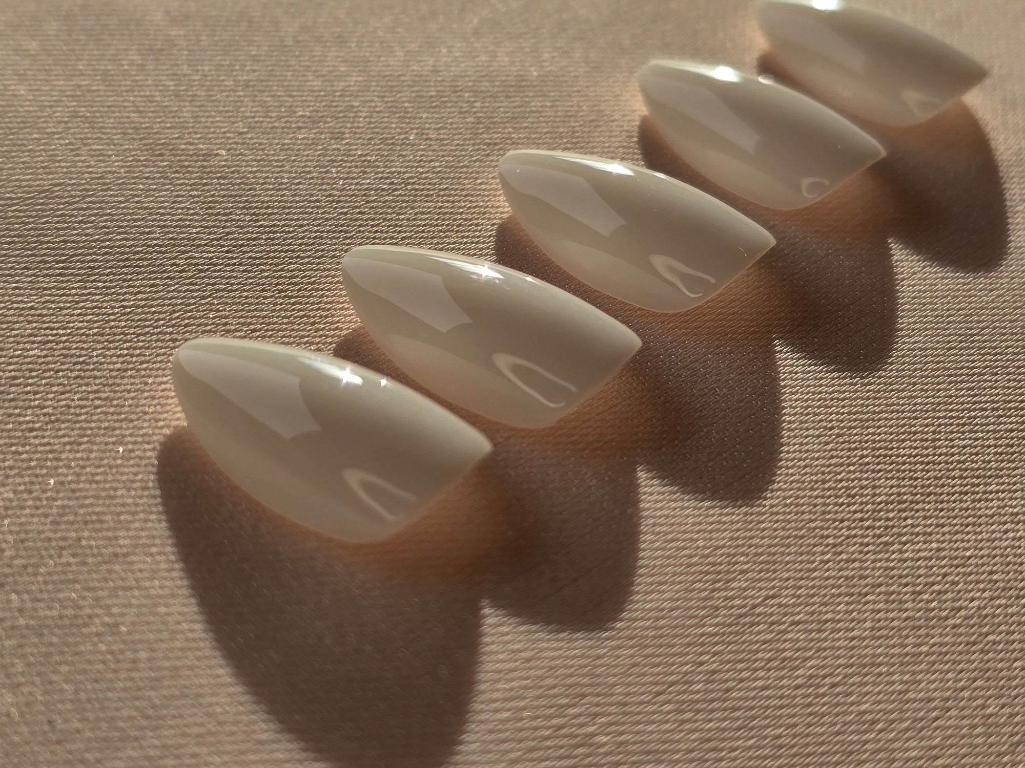 Milk White Almond Softgel Press-On Nails