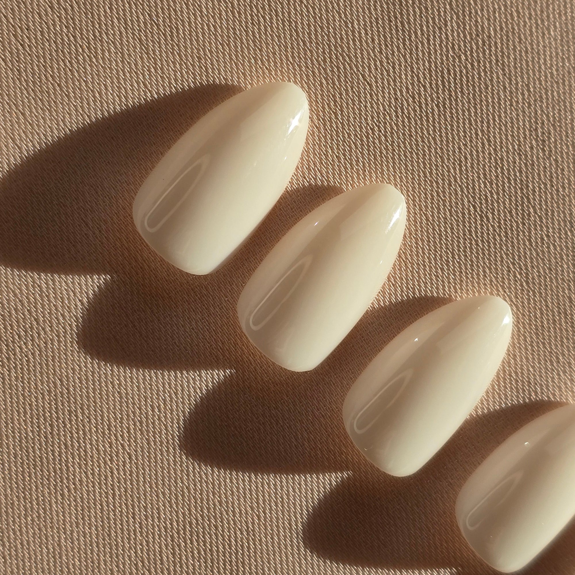 Milk White Almond Softgel Press-On Nails
