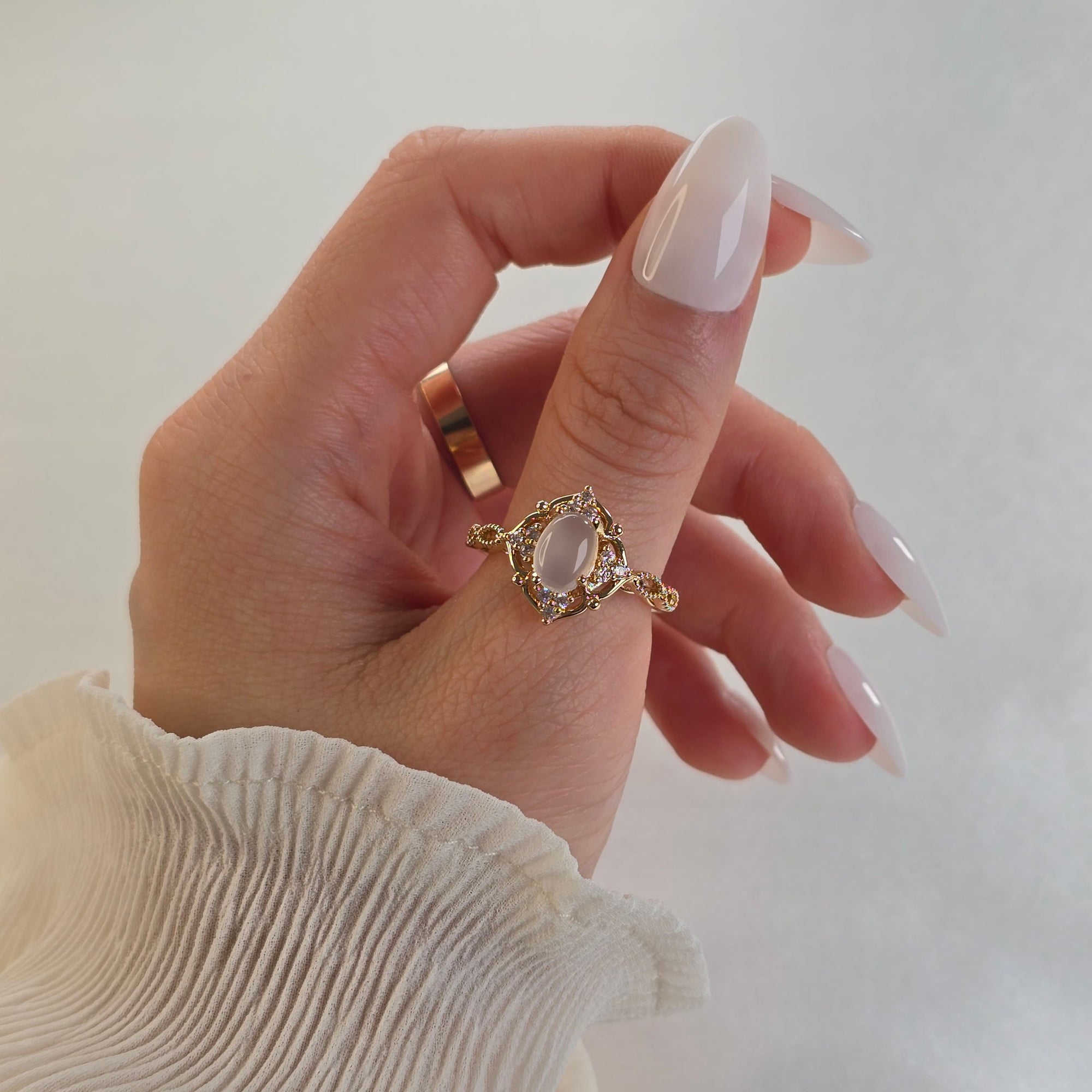 Milk White Almond Softgel Press-On Nails