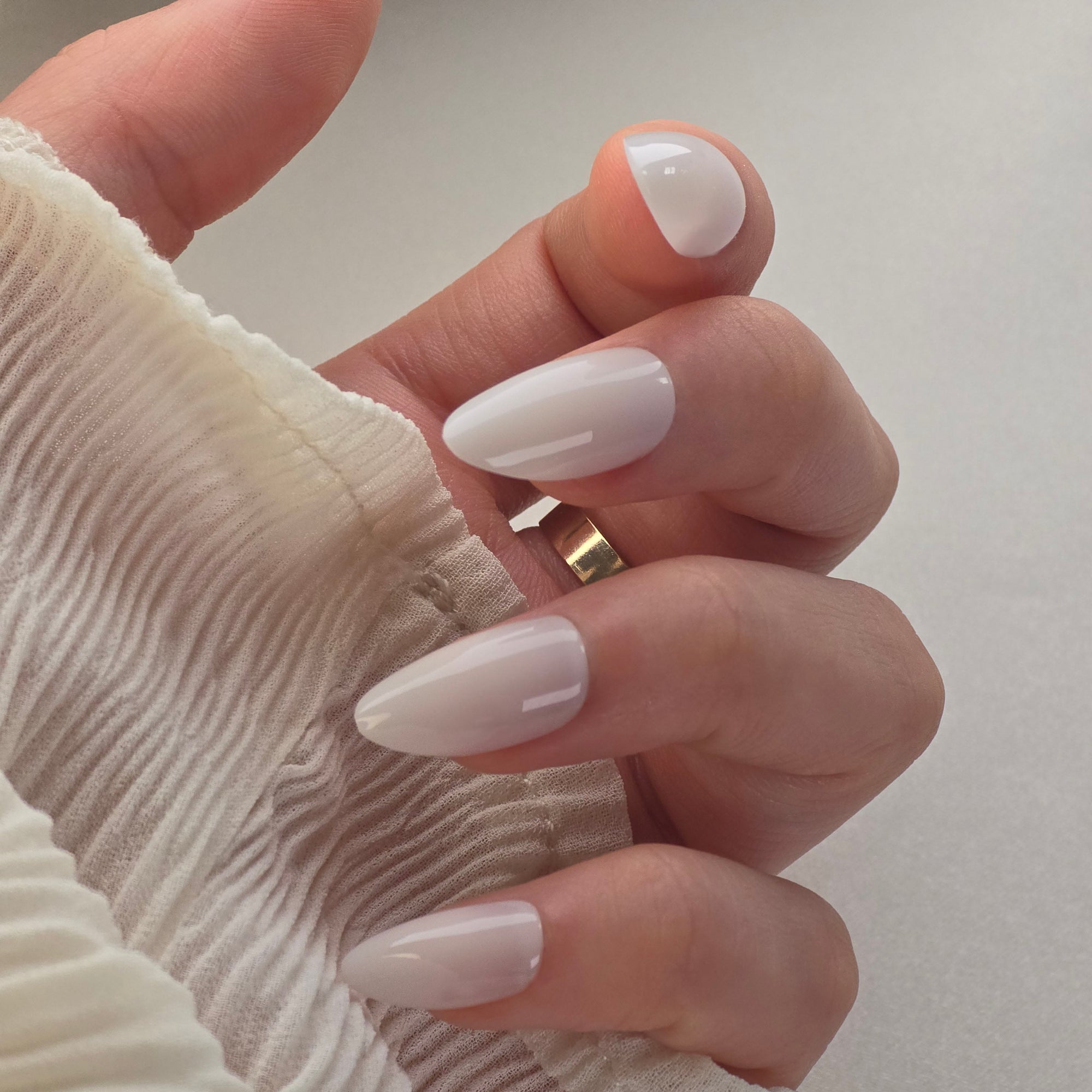 Milk White Almond Softgel Press-On Nails