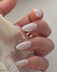 Milk White Almond Softgel Press-On Nails