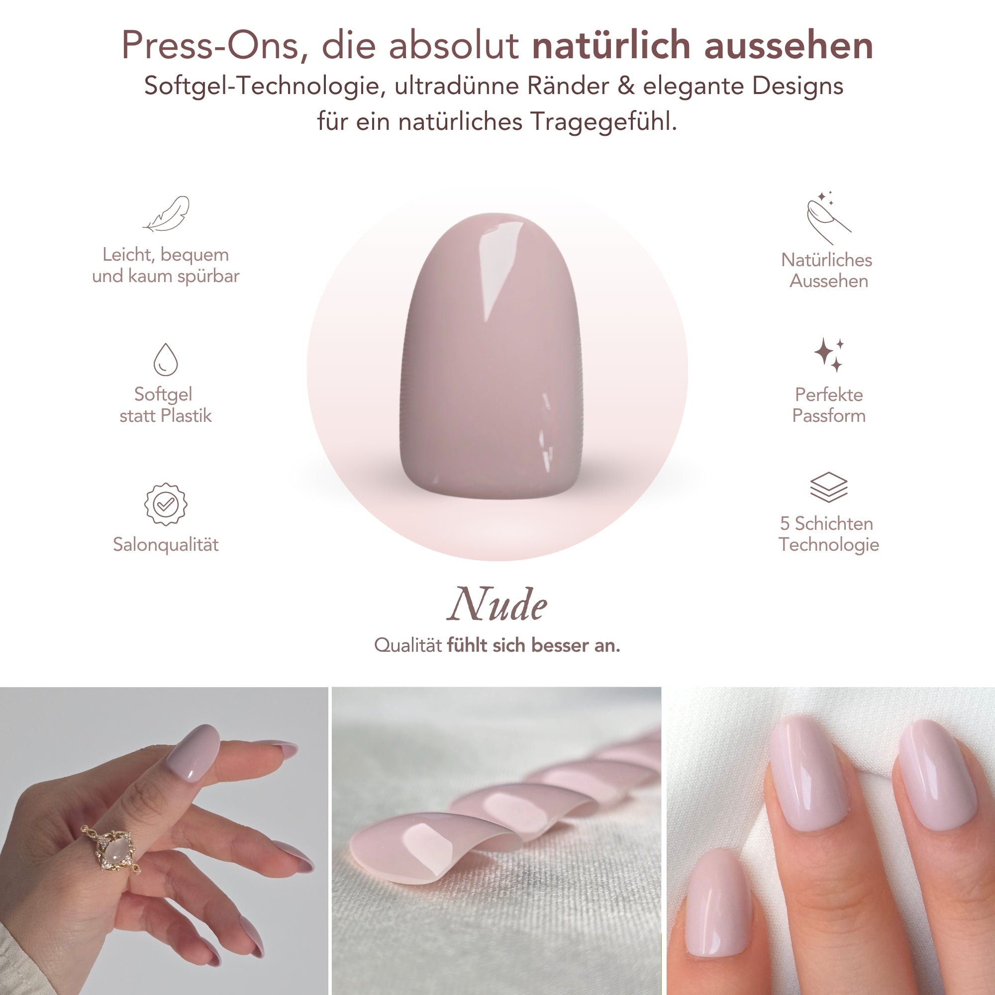 Nude Oval Softgel Press-On Nails