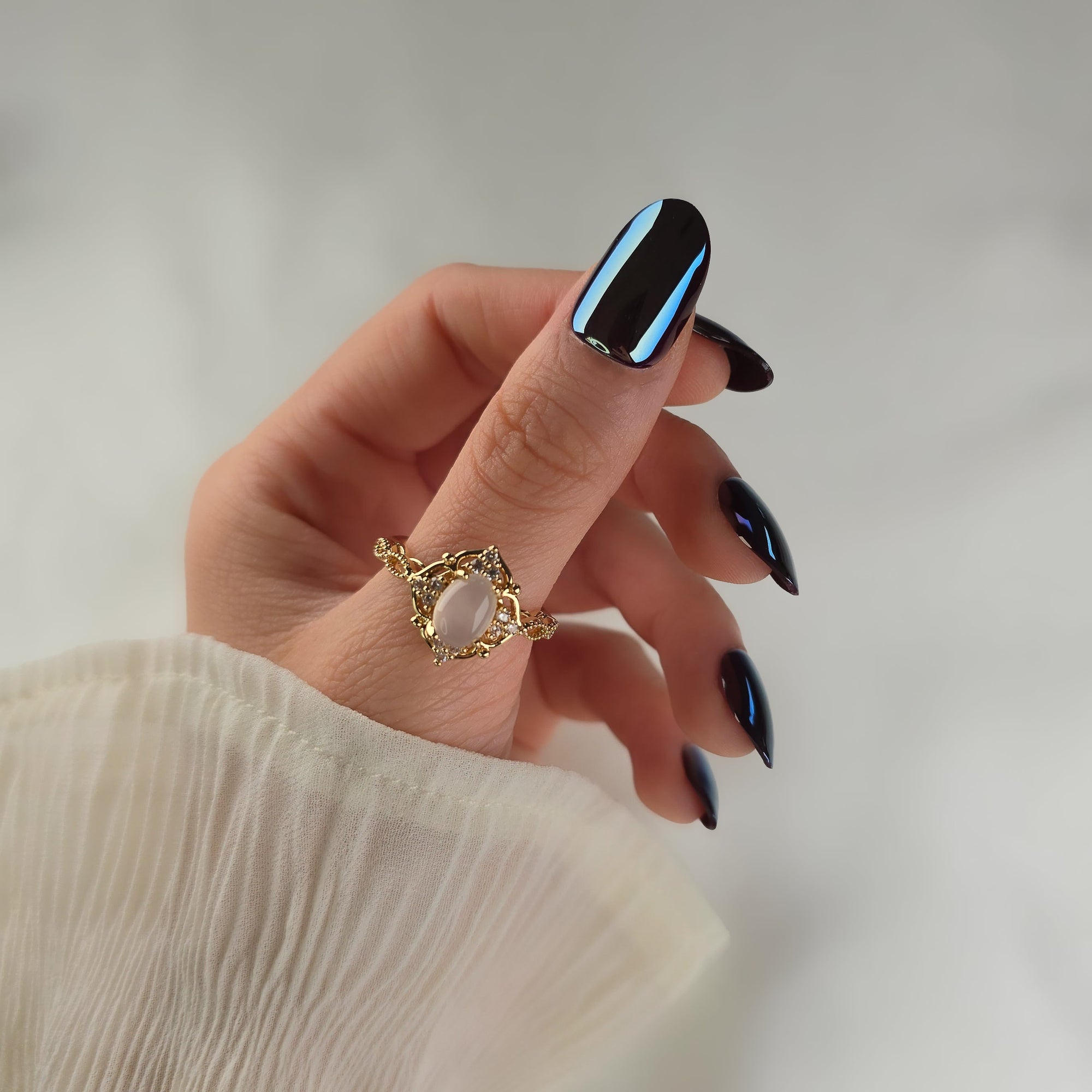Onyx Glazed Oval Softgel Press-On Nails