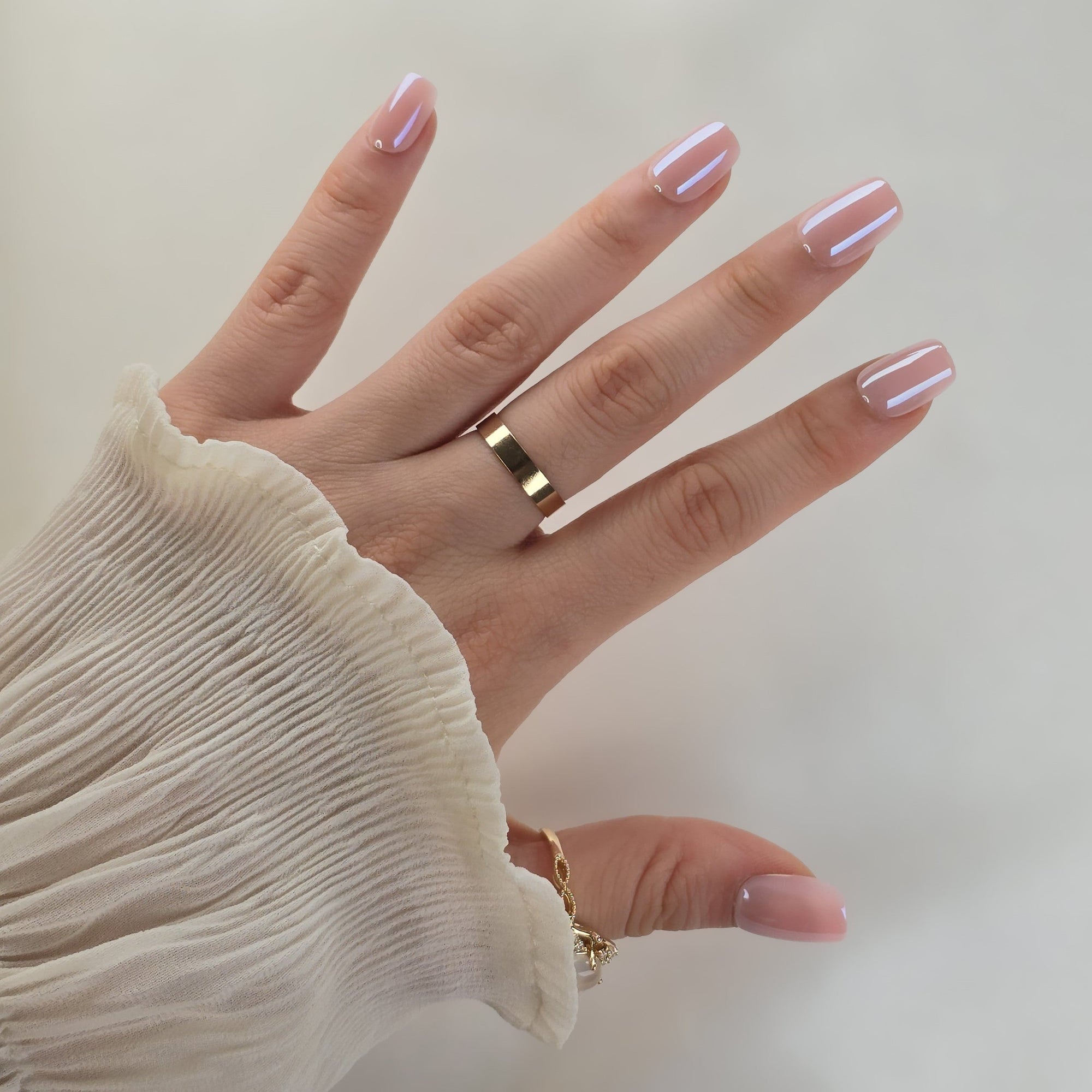 Rose Glazed Square Softgel Press-On Nails