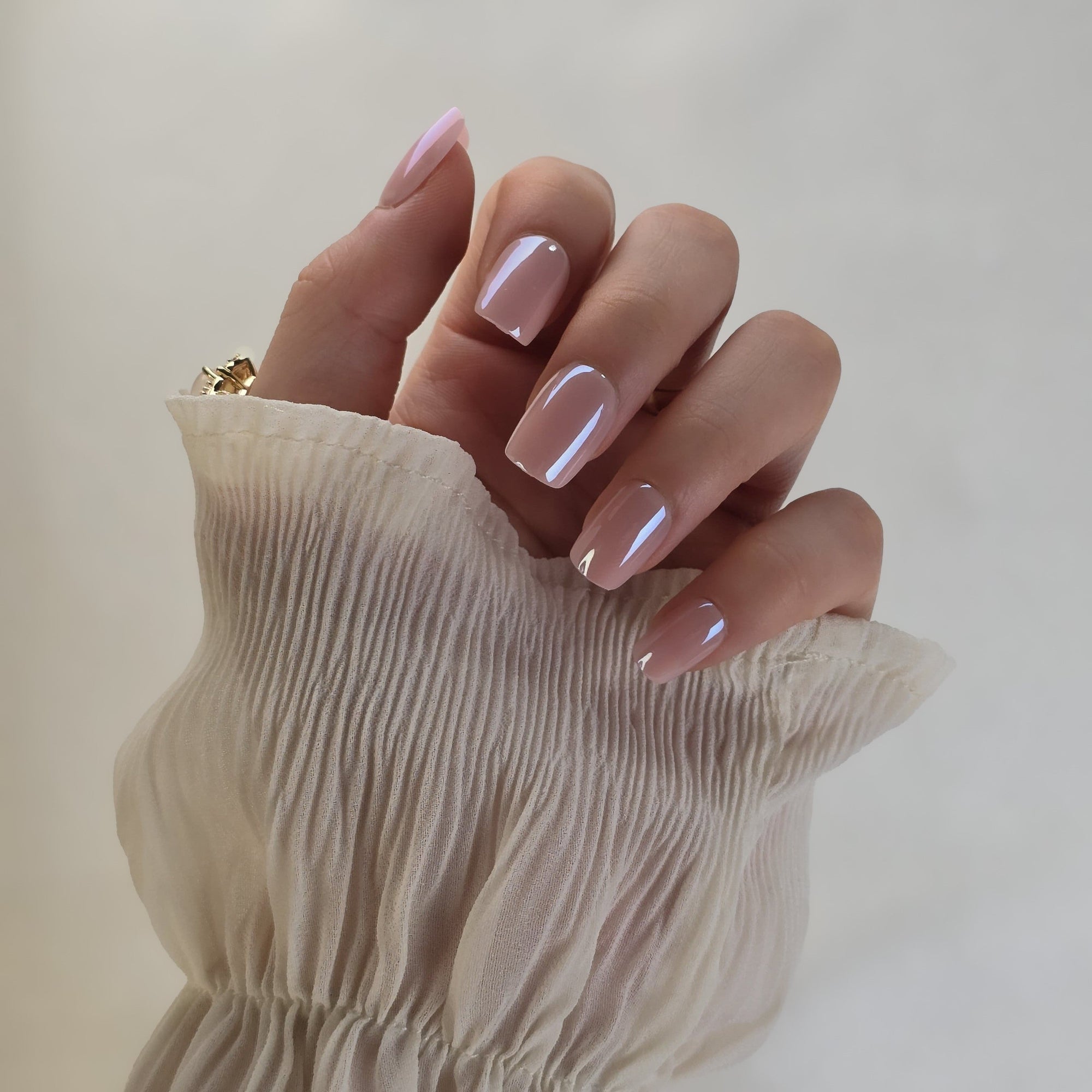 Rose Glazed Square Softgel Press-On Nails