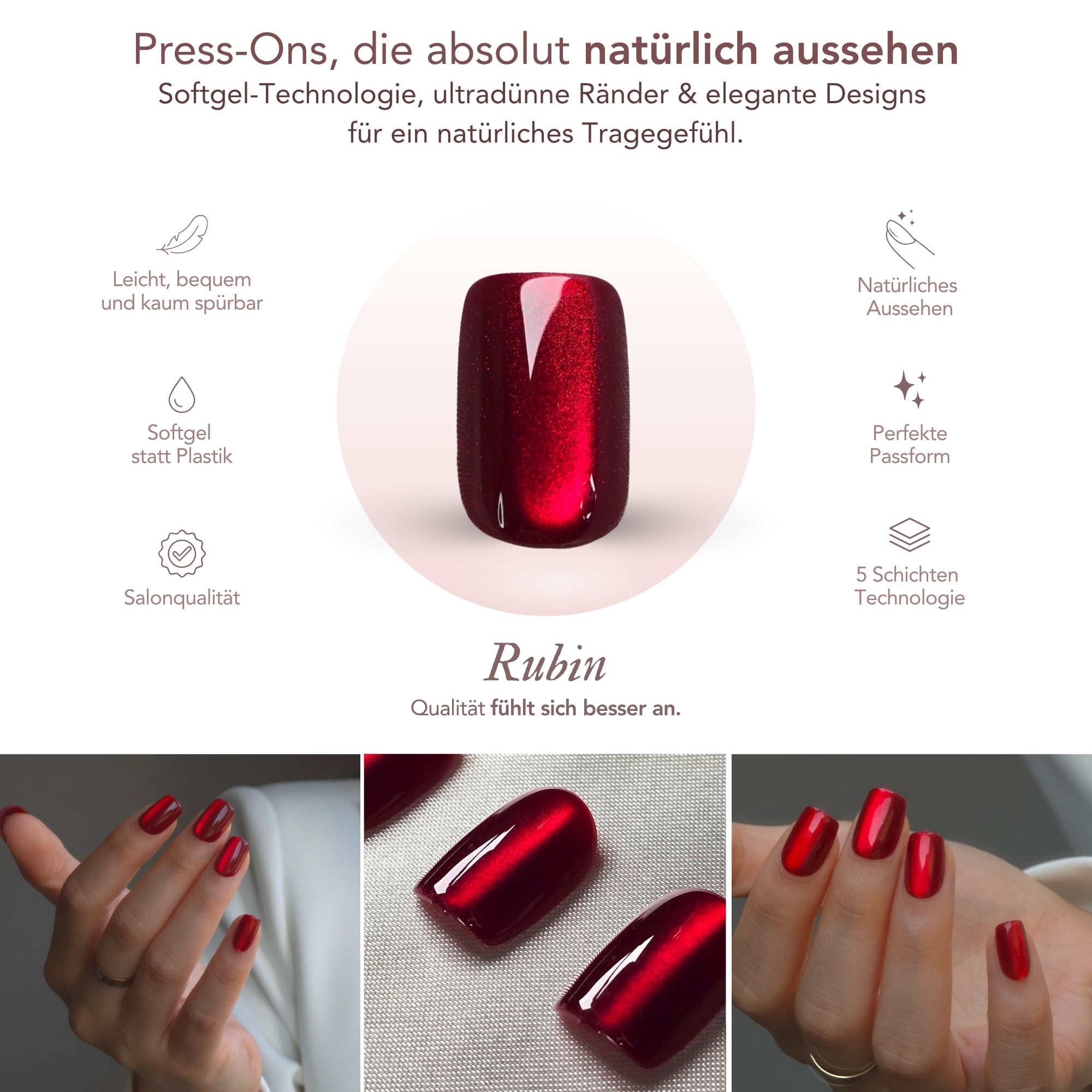 Ruby Cat Eye Square Softgel Press-On Nails