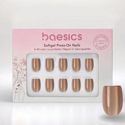 Sonnenstein Cat Eye Press-On Nägel in Roségold, eckige Square-Form mit glänzendem Lichtstreifen