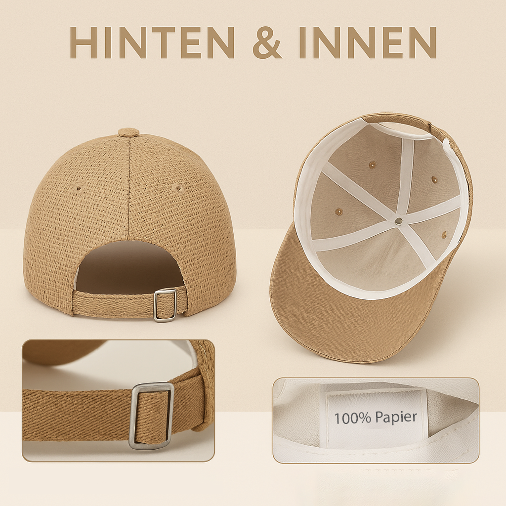 Baesics Nachhaltige Baeseball Cap aus 100% Papier - Unisex – Leicht, Atmungsaktiv &amp; Verstellbar