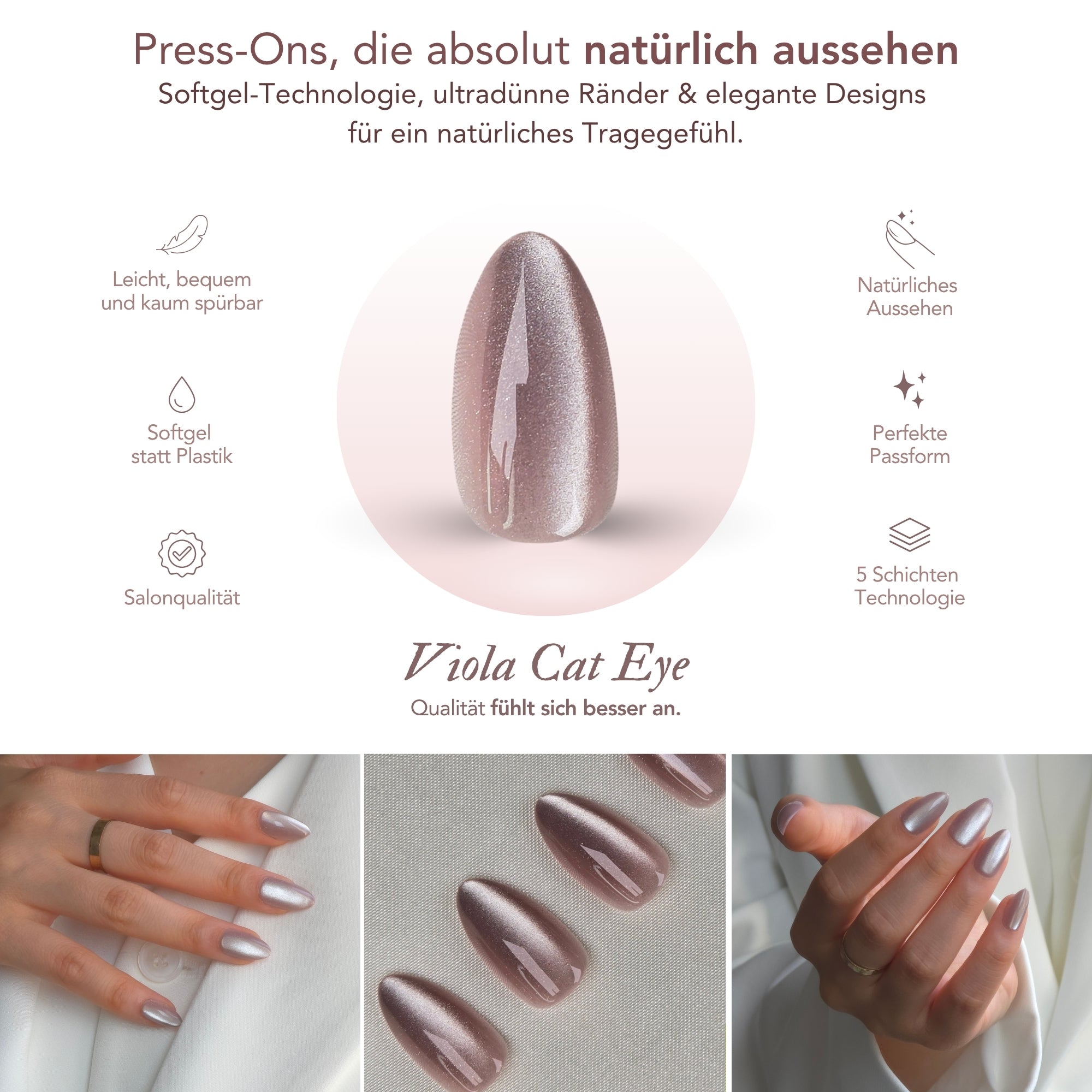 Viola Cat Eye Almond Softgel Press-On Nails