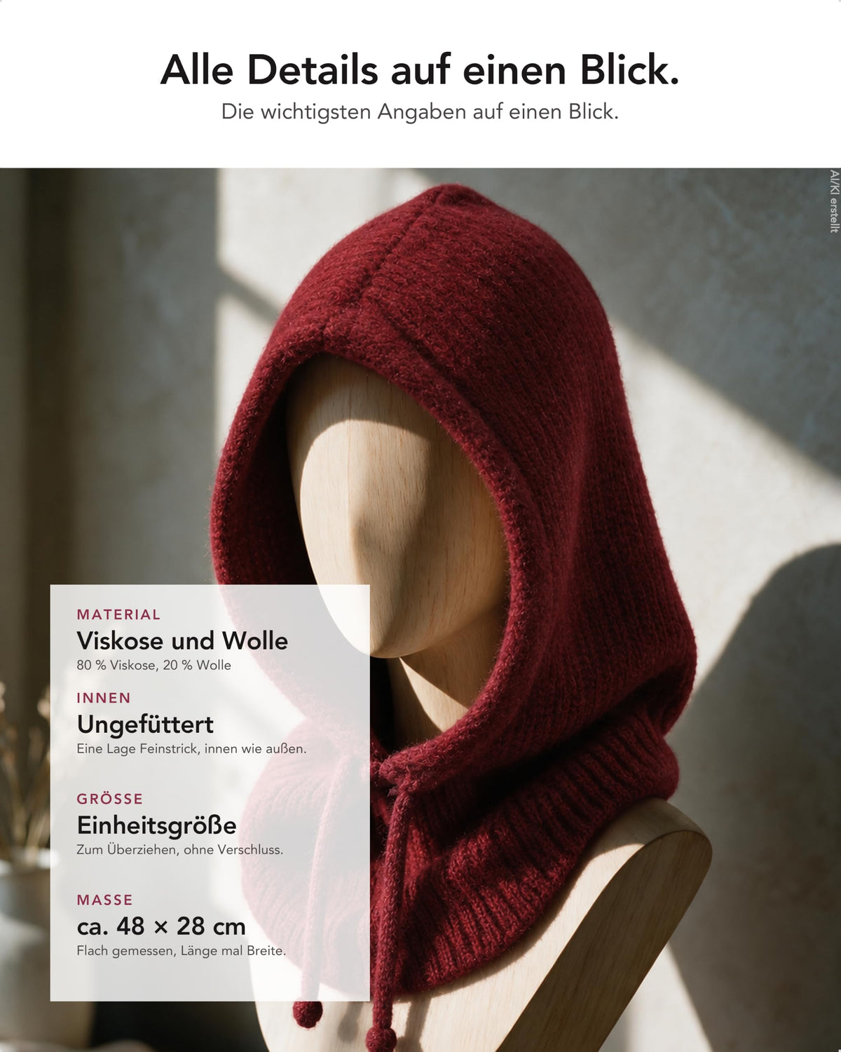 Baesics® Balaclava Kapuzenschal mit Wolle Damen &amp; Herren