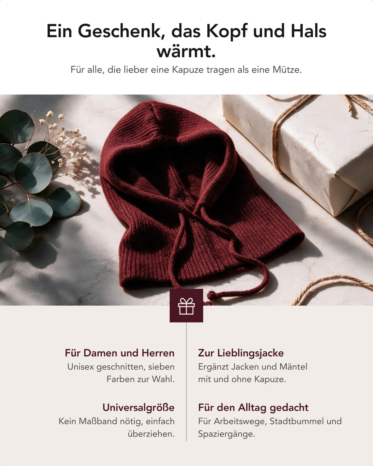 Baesics® Balaclava Kapuzenschal mit Wolle Damen &amp; Herren