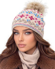 Baesics® Bommelmütze Alpenblumen Creme