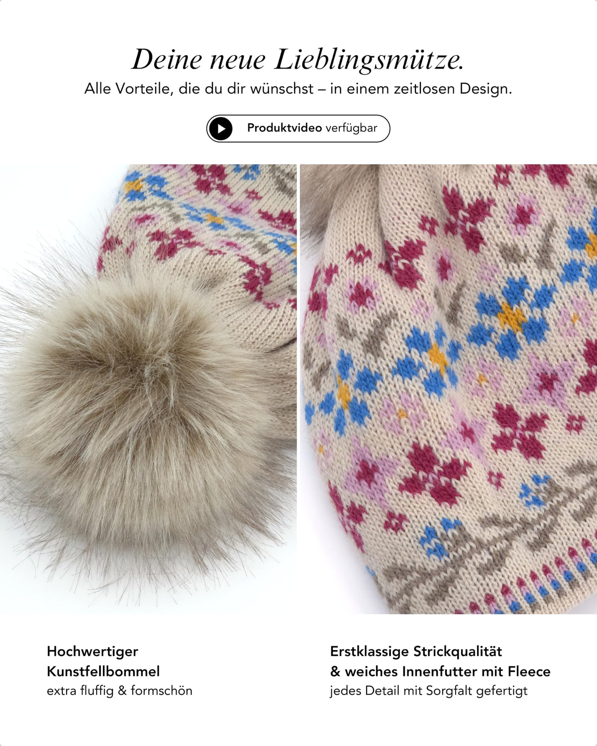 Baesics® Bommelmütze Alpenblumen