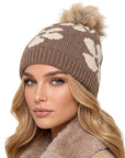 Baesics® Bommelmütze Blumen Taupe