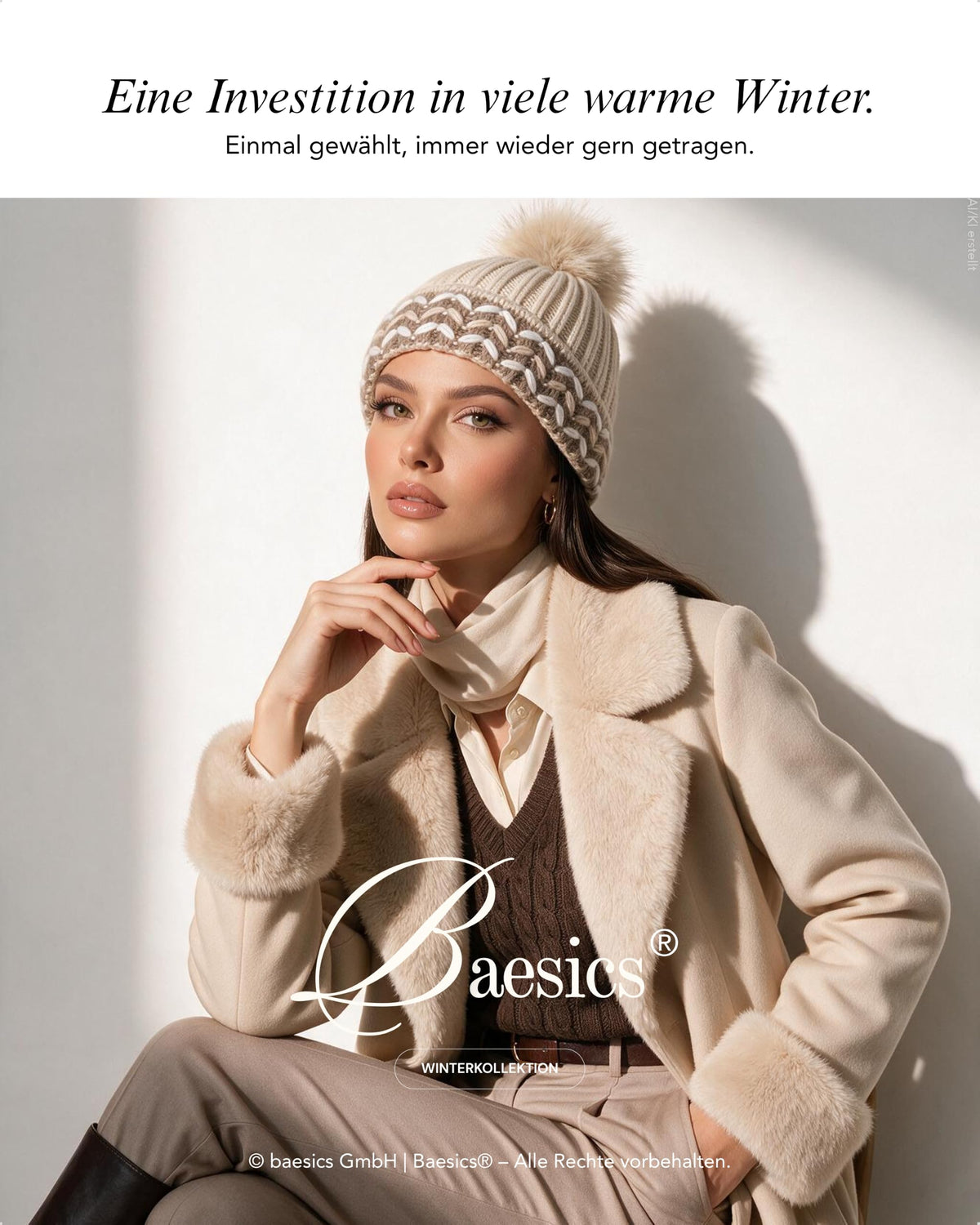 Baesics® Bommelmütze Grobstrick Zopf