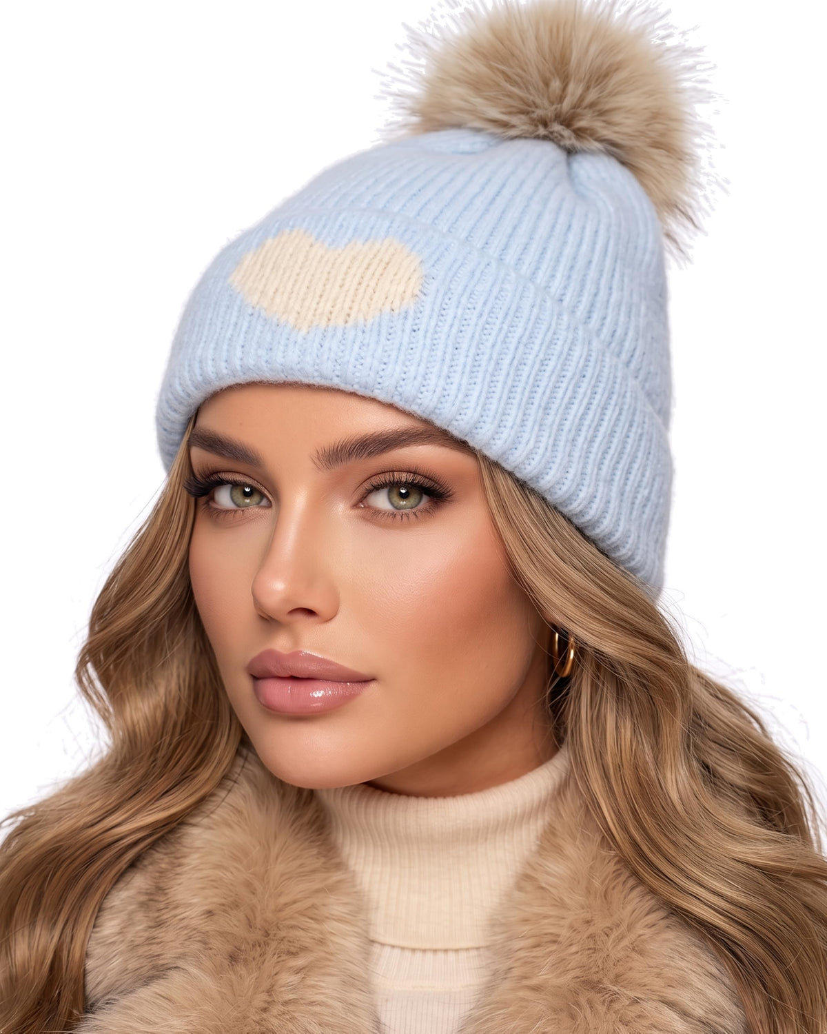 Baesics® Bommelmütze Herz Blau