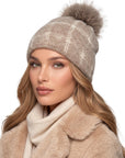 Baesics® Bommelmütze Karo Taupe