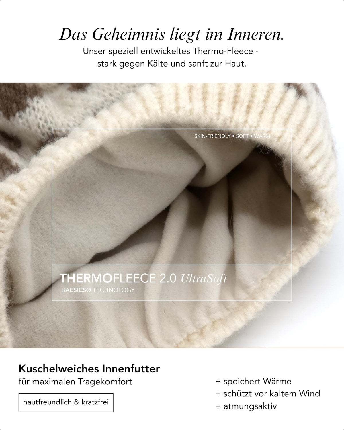 Baesics® Bommelmütze Leopard Feinstrick