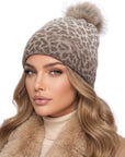 Baesics® Bommelmütze Leopard Verlauf Creme