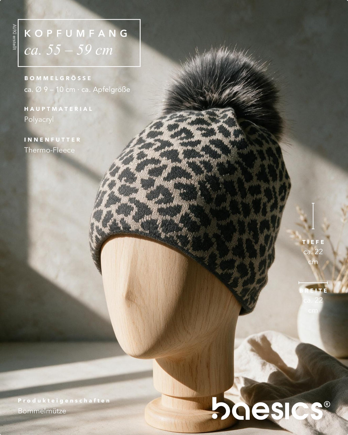 Baesics® Bommelmütze Leopard Verlauf