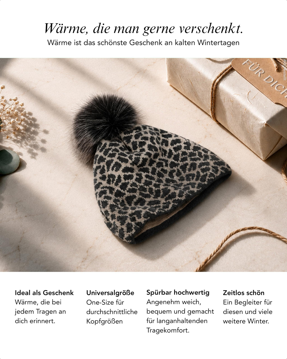 Baesics® Bommelmütze Leopard Verlauf