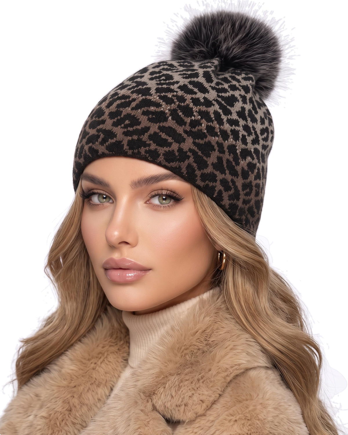 Baesics® Bommelmütze Leopard Verlauf Schwarz