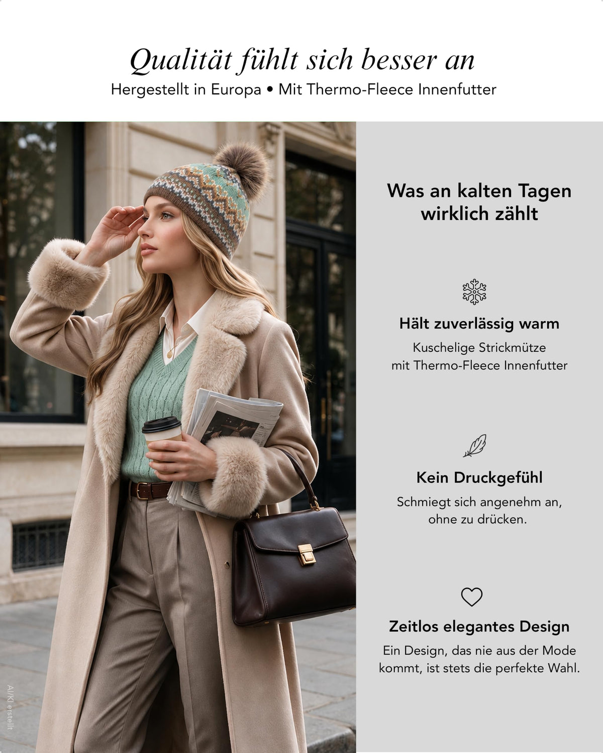 Baesics® Bommelmütze Lurex Norweger Damen