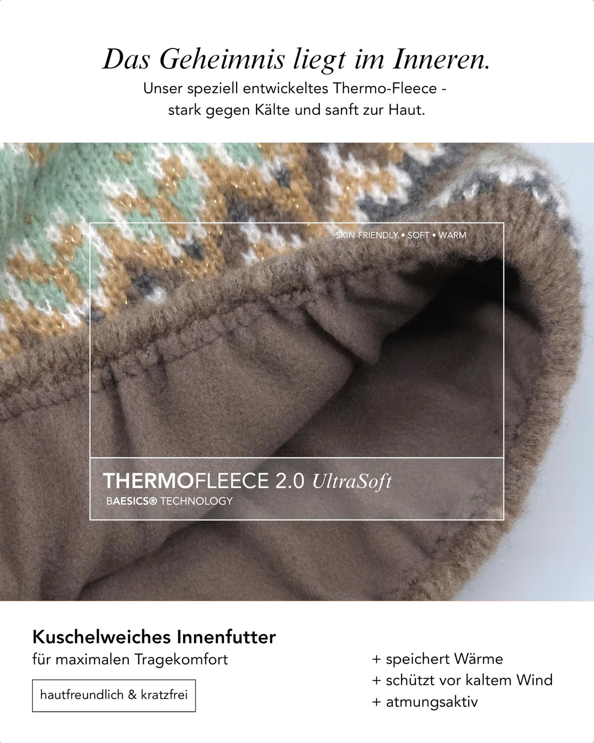 Baesics® Bommelmütze Lurex Norweger Damen
