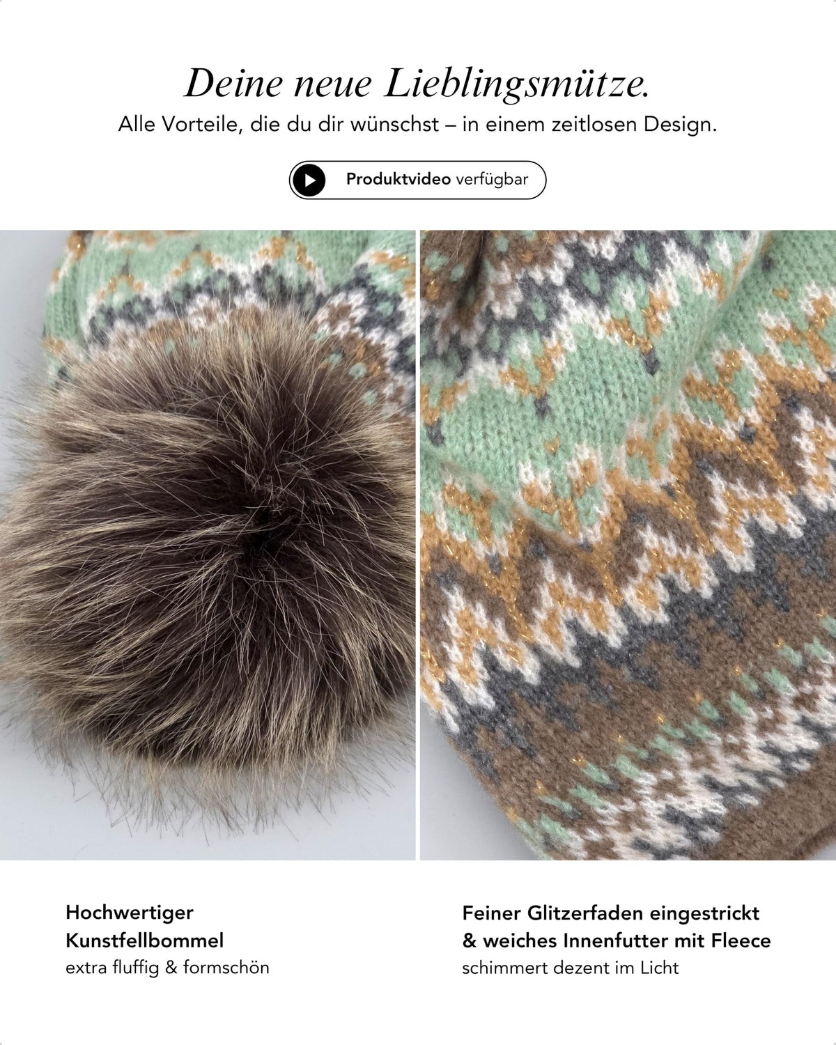 Baesics® Bommelmütze Lurex Norweger Damen