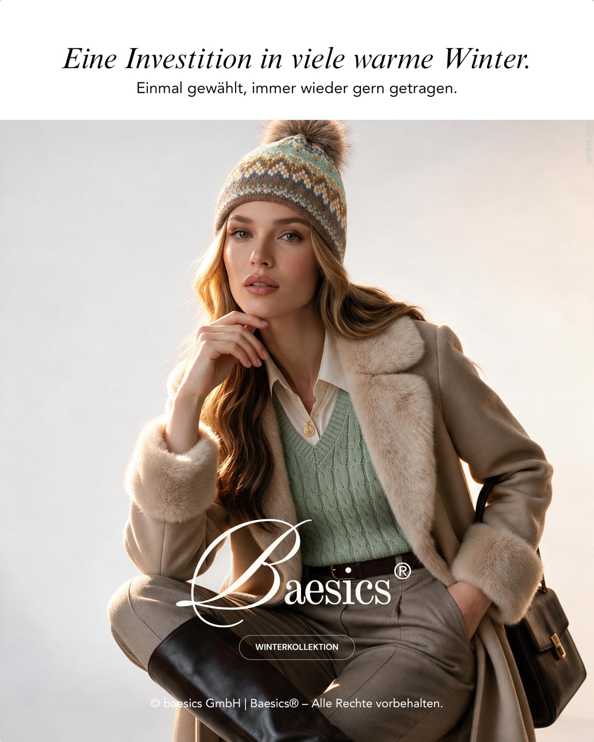 Baesics® Bommelmütze Lurex Norweger Damen