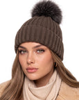 Baesics® Bommelmütze Merino Grobstrick Braun