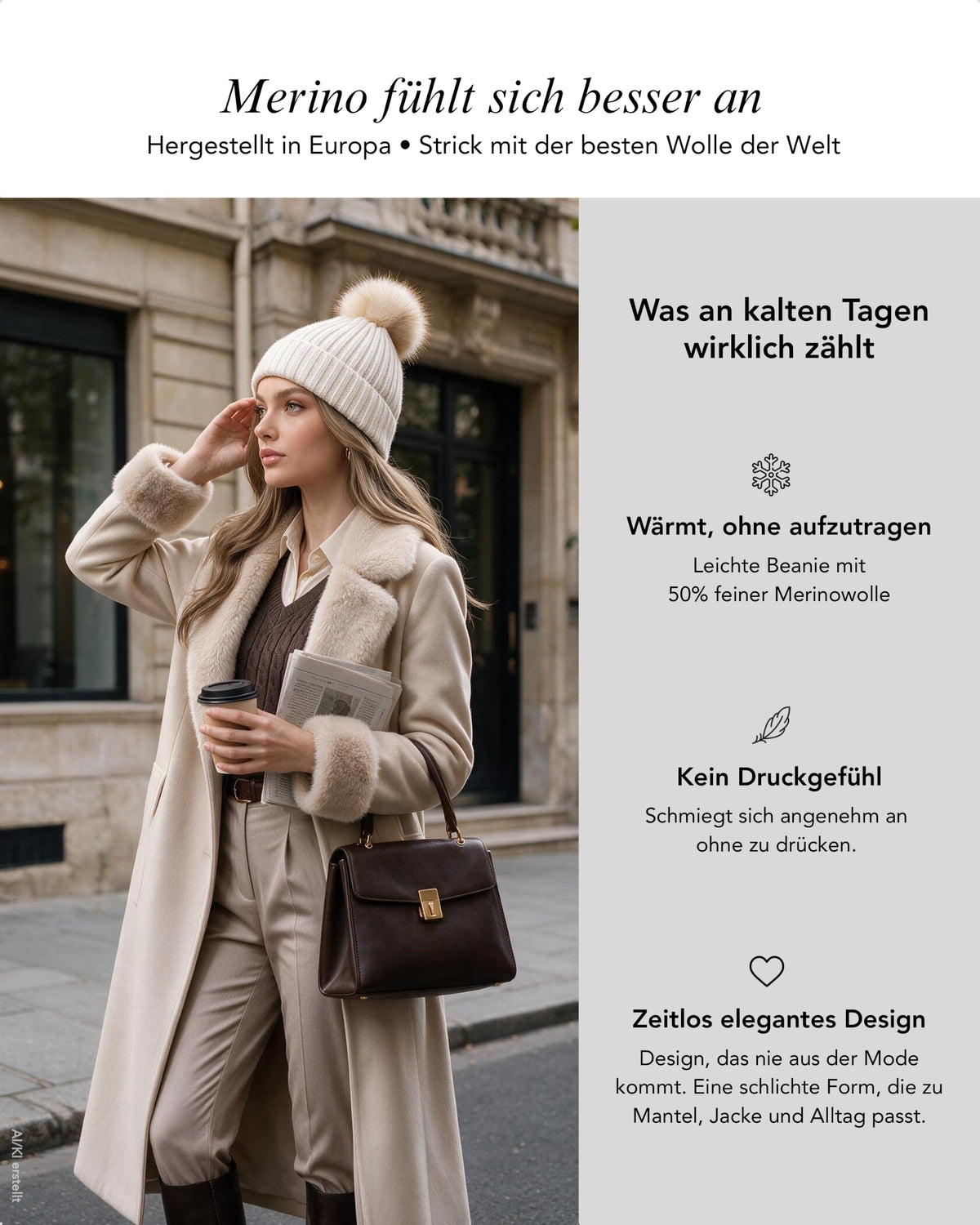 Baesics® Bommelmütze Merino Grobstrick