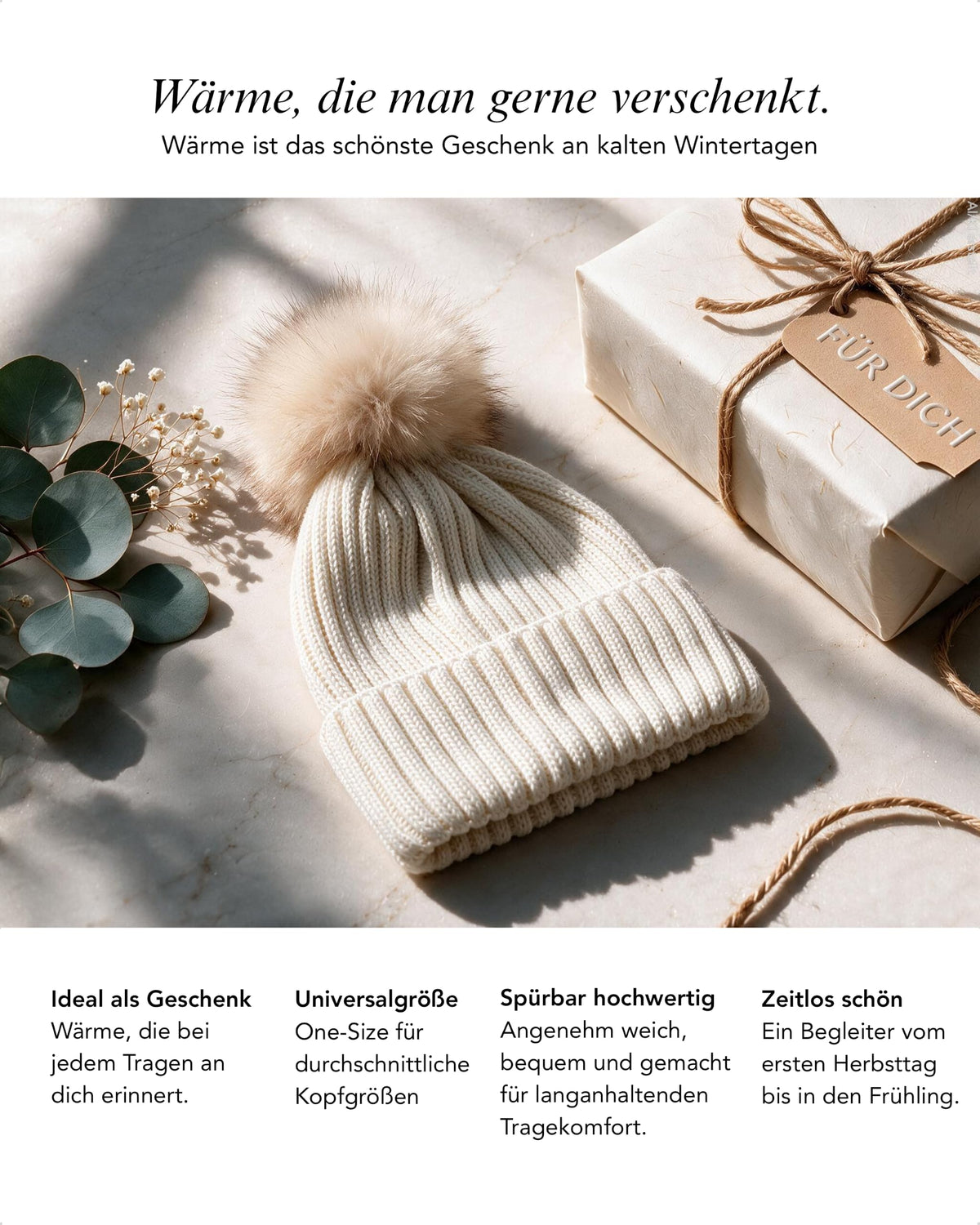 Baesics® Bommelmütze Merino Grobstrick