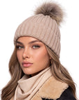 Baesics® Bommelmütze Merino Grobstrick Taupe