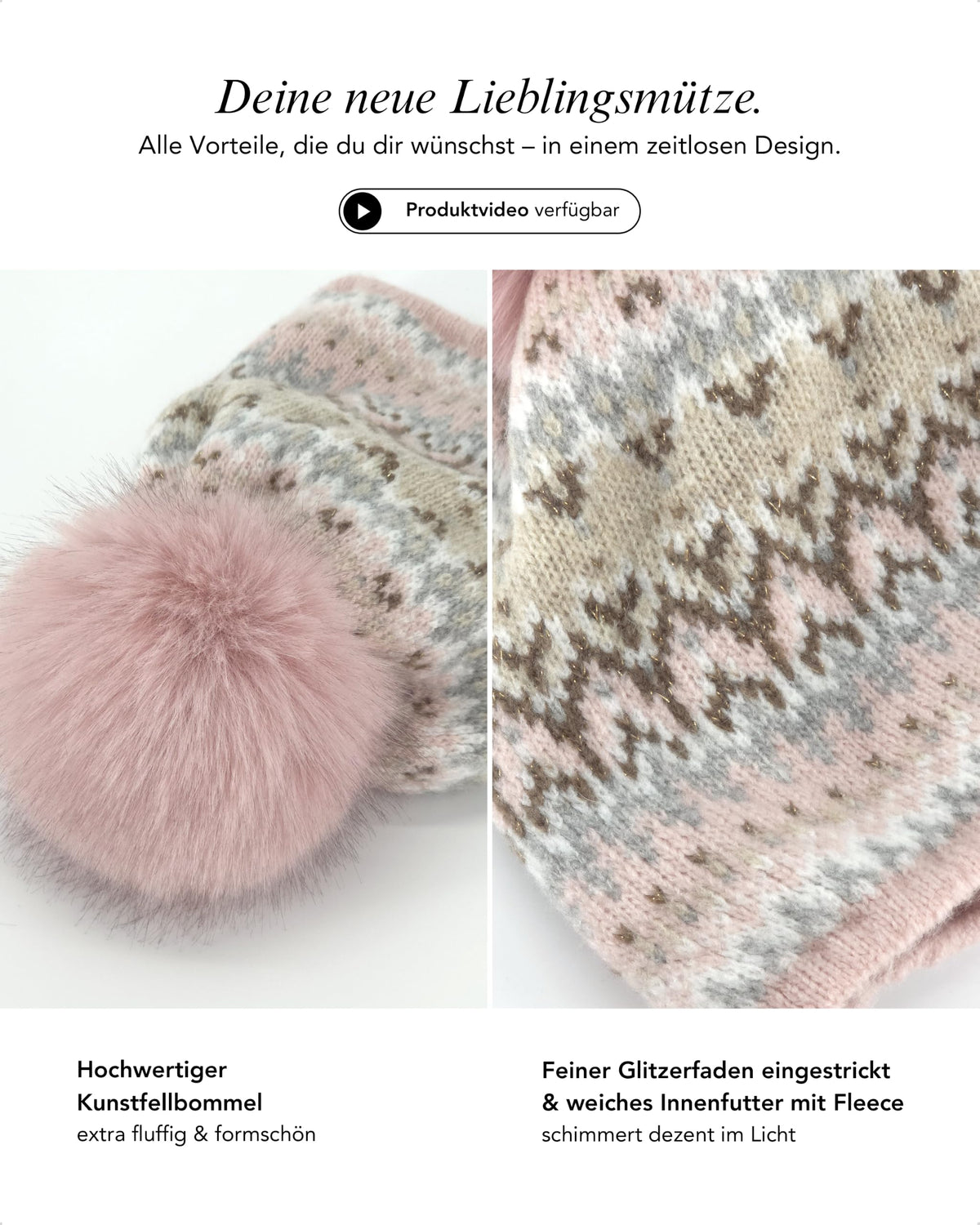Baesics® Bommelmütze Pastell Lurex
